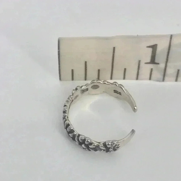 925 STERLING SILVER FLORAL CROWN FLOWER CHILD FESTIVAL TOE RING SIZE XS - Picture 9 of 15